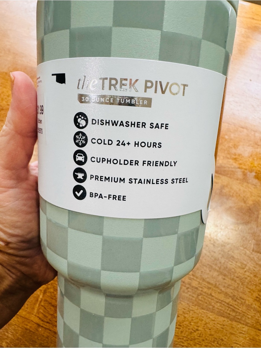 Simple Modern The Trek Pivot 30oz Tumbler Green Check Pattern w Travel Handle - Picture 8 of 15